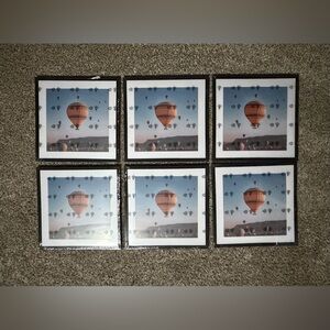 New 12x12 Picture Frame Black Set of 6, Display Pictures 12x12 With Mat